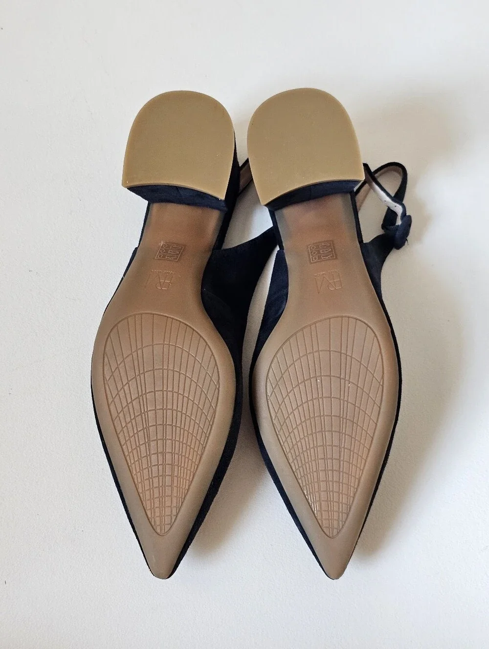 Pelle Moda Lake Navy Suede Slingback Block Heel Pointed Toe Pumps Women's 10M